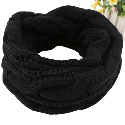 Autumn-Winter Warm and Thickening Scarf Korean Style Two-Circle Wool Twist Scarf Winter Women's Knitted Collar Scarf