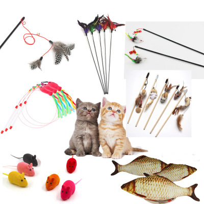 Cat Teaser Pet Cat Toy Sound Mouse Simulated Fish Cat Fishing Artifact Cat Funny Stick Cat Rod Supplies