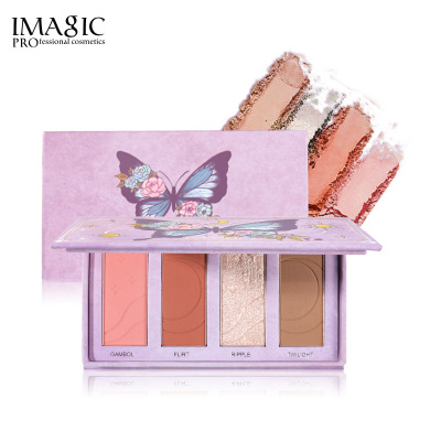 Forest Small Butterfly Four Colors Contour Compact Matte Glitter Brightening Blush Highlight Repair Makeup Palette