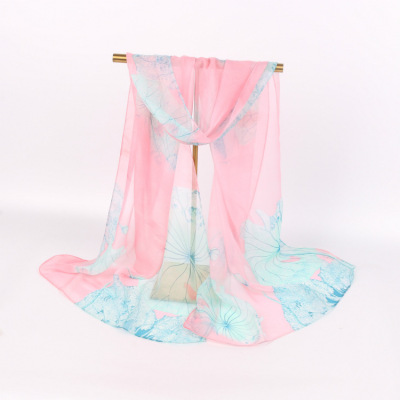 2021 Spring and Autumn New 50*160 Georgette Scarf Decorative Printed Silk Scarf Shawl Beach Towel Scarf