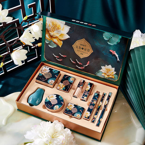 Youli Joola Chinese Style Makeup Charm of Lotus Makeup Set 10 PCs Set Novice Full Set of Cosmetics National Fashion Gift Box