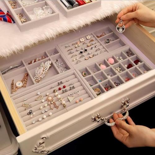 multifunctional flannel jewelry necklace barrettes ring earrings finishing box