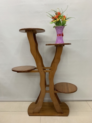 Factory Direct Sales Bamboo Flower Stand Bamboo and Wood Products round Flower Stand
