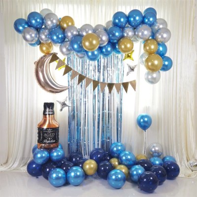 Aluminum Film Blue Balloon Chain Set Flag Whiskey Kit Party Decoration Venue Layout Props