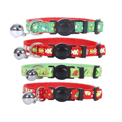 Christmas Colorful Narrow Goods Printed Cat Collar Bell Collar Pet Supplies Factory in Stock Wholesale