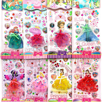 AB-A66 Acrylic Sticker Mixed Cartoon Gauze Skirt Diamond Sticker Starry Children Creative Decorative Stickers DIY