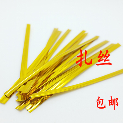 Factory Wholesale 10cm Gold and Silver Tie Silk High Quality Color Tie Wire Binding Wire Gift Tie Food Strapping Tape