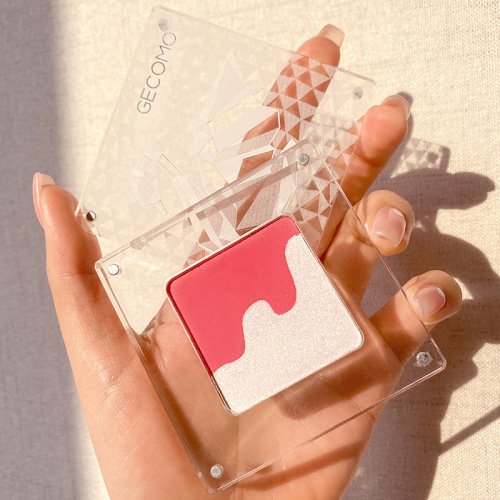 gecomo/gemon two-color high-gloss blush one nude makeup repair natural fine flash red peach color magnetic sucker