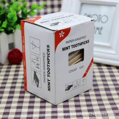 Single Toothpick High-End Banquet Hotel Household KTV One Disposable Bamboo Tooth Pick Paper Boxed Wholesale