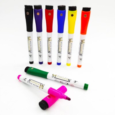 Erasable Magnetic Adsorption Whiteboard Marker Sponge Head Pen Sleeve 8 Color Set Factory Direct Sales W6891