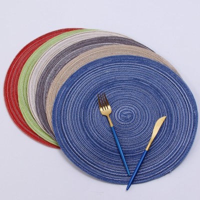 Round Dinning Table Placemat Western-Style Placemat Hand-Woven Anti-Slip Anti-Soup Plate Coasters Cup Heat Proof Mat