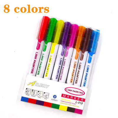 Double Line Pen Double Line Contour Pen Bi-Color Pencil Two-Tone Contour Pen Two-Color Pen 3D Pen Fluorescent Pen