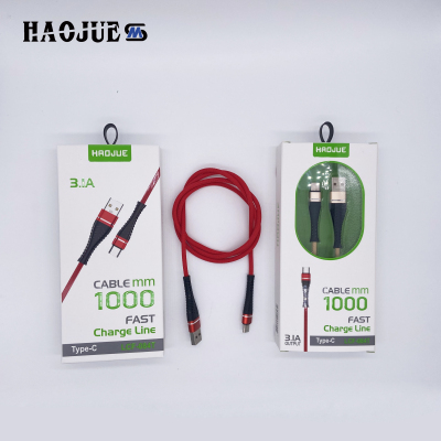3A Super Fast Charge Data Cable Support Type-C Mobile Phone Flash Charging Haojue Quality Mobile Phone Charging Cable 