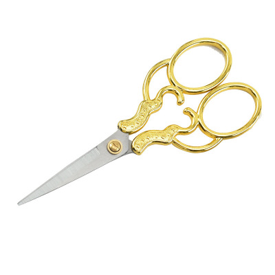 Foreign Trade Wholesale Vintage Tailor Small Scissors Gold Silver Scissors Classical Dressmaker's Shears Thread End Scissors Tea Scissors