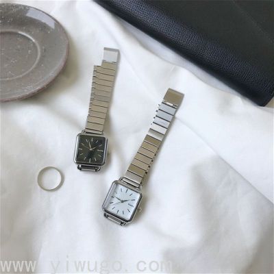Internet Celebrity Ins Artistic Vintage Square Simple Steel Watch Female Small Square Watch Student's Watch Fashion