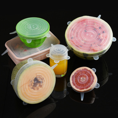 Stretch Silicone Plastic Wrap Six-Piece Set Silicone Bowl Cover Food Grade 6-Piece Set Square Lid for Airtight Container