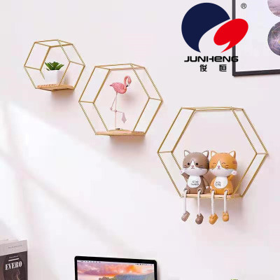 Creative Iron Wall Hexagonal Storage Rack Living Room Wall Hanging Bedroom Wall Storage Rack