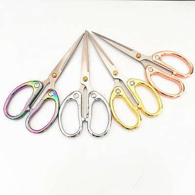 Gold Silver Alloy Stationery Scissors Color Titanium Foreign Trade Wholesale Scissors Zinc Alloy Scissors