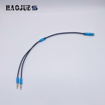 Haojue Audio Cable Metal Extension Cable One to Two Headphones Microphone Cord 30cm Metal Wire High-End