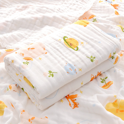 Bath Towel Cotton Four-Layer Gauze Newborn Swaddling Blanket Summer Thin Newborn Baby Supplies Kids' Towel Cover Blanket