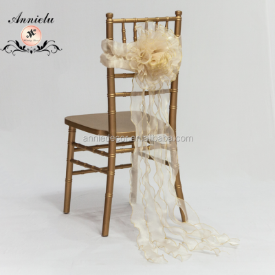 Beautiful organza flower shaped chiavari wedding chair cover