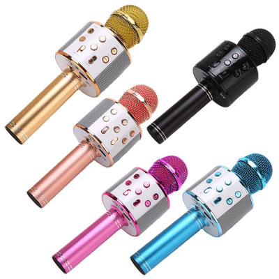 Gadget for Singing Songs 858 Microphone Integrated Audio Mobile Phone Singing Live Wireless Bluetooth USB Handheld Karaoke Microphone