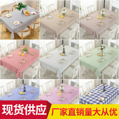 PVC Tablecloth Waterproof Heat Proof and Oil-Proof Disposable Ins Plaid Cloth Little Fresh Table Cloth Rectangular Tablecloth