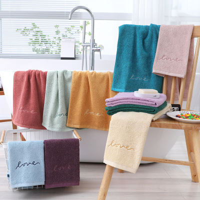 Yiwu Good Goods Pure Cotton Bath Towel Embroidery Love Big Towel Plain Gift Bath Towel Adult Couple Box Bath Towel