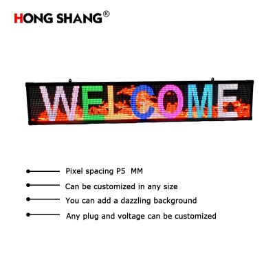 Wholesale High Quality P5 Indoor 100x20cm Small Striped Screen Text Background Picture Display Billboard Led Signs