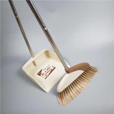 Nordic Style New Big Size Condom Broom Dustpan with Scraping Teeth Soft Hair Broom Stainless Steel Broom and Dustpan Set