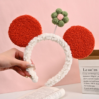 Little Red Flower Headband Hair Band Mickey Big Ears Washing Face Hair Band Headband Head Buckle Small Flower Headband