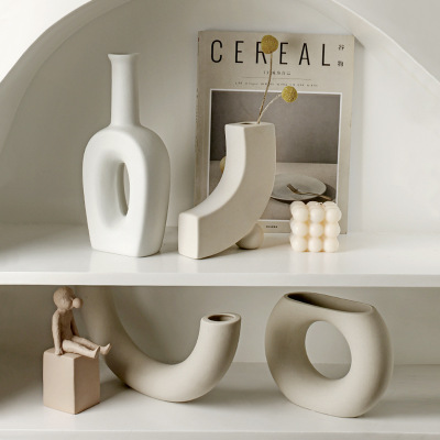 Ceramic Vase Decoration Dried Flower Arrangement Living Room Home Creative B & B Style Minimalist Decoration Flower Ware