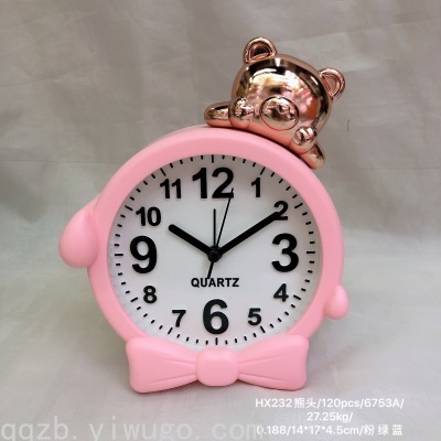 Creative Fashion Cute Cartoon Head Alarm Clock Bedroom Bedside Children Sleep Quartz Clock