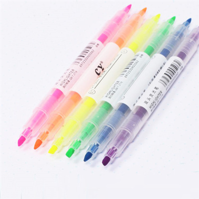 Double-Headed Slim Fluorescent Pen Double-Headed Two-Color Fluorescent Pen Key Marker Source Manufacturer H59