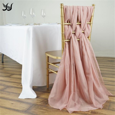 Hotel Ponytail Chair Chair Back Decoration Outdoor Wedding Bamboo Chair Chair Cover Back Flower Chiffon Ribbon