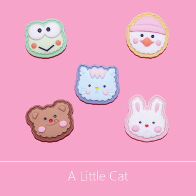 Biscuit Shape Cute Cartoon Bunny Bear Resin Jewelry Accessories Barrettes DIY Children's Rubber Band