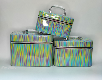 Aidihua New Gradient Pattern Large Capacity Three-Piece Suit Makeup Portable Travel Storage Waterproof Wash Bag