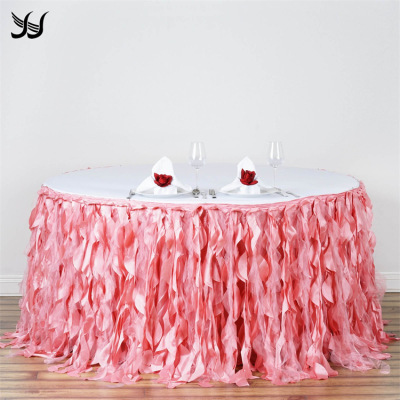 Cross-Border Amazon AliExpress Hot Sale Organza Wicker Table Skirt Wedding Taffta Tablecloth Tablecloth