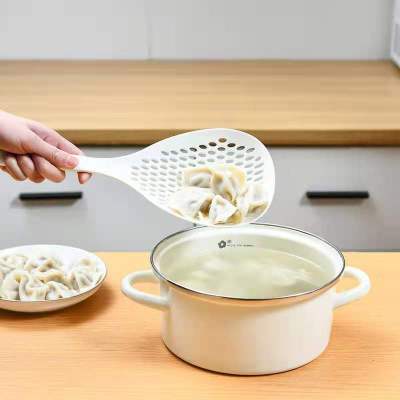 Household Noodles Strainer Big Strainer Kitchen Long Handle Non-Slip Dumpling Wonton Soup round Strainer Draining Strainer Spoon Filter Net