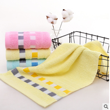 Towel Cotton Ribbon Grid Household Face Towel