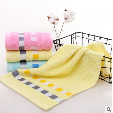 towel cotton ribbon grid household face towel