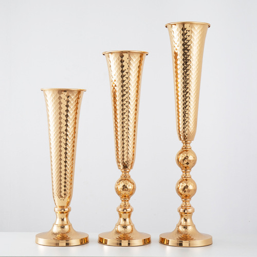 Wedding Props European-Style Golden Iron Floral Main Table Decoration Ornaments Vase