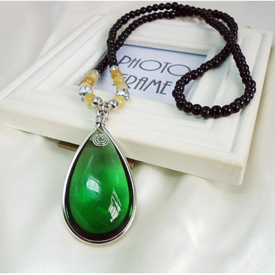 Factory Direct Supply Sapphire Edge Water Drop Vintage Sweater Chain Long Necklace Women's Clothing Decorative Pendant Wholesale