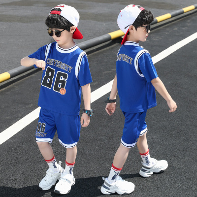 Children's Basketball Wear Suit Two-Piece for Boys 2021 New Middle School Student Sports Competition Training Clothing Jersey Fashion