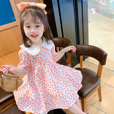 Children's Clothing Summer New Girl Baby Girl Lady Fruit Peter Pan Collar Short Sleeve Dress 98313