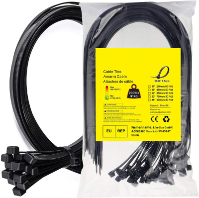 Zip Ties Cable Ties 11 Inches Zip Ties 250 Pounds Strength 0.5 Width Suitable for Indoor and Outdoor