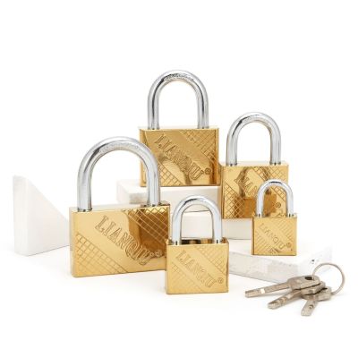 Factory Wholesale Direct Wholesale Grid Golden Steering Lock Short Beam Card Iron Padlock Carriage Lock Luggage Lock Direct Supply