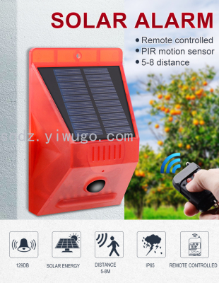 Outdoor Solar Alarm Light Driving Warning Light with Remote Control DC Charging