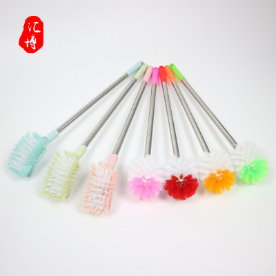 Nordic Color Stainless Steel Rod Toilet Brush Toilet Household Toilet Brush Long Handle without Dead Angle Toilet Cleaning Brush