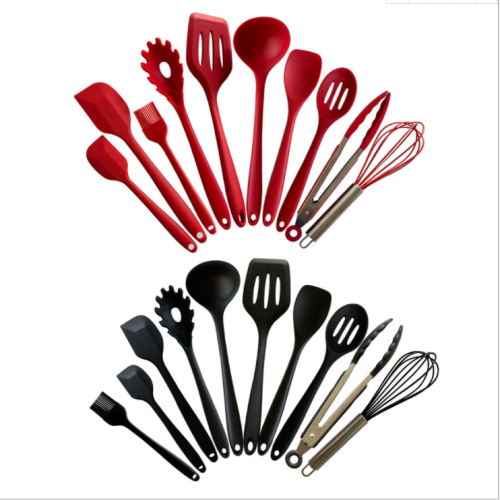 10-piece silicone nylon kitchenware set.